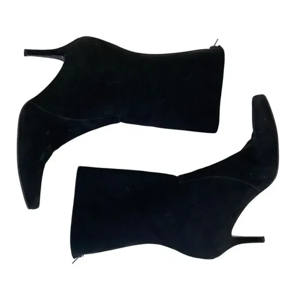 Stuart Weitzman Empire Black Suede Mid Calf High Heel Boots Sz 10 - Picture 11 of 12